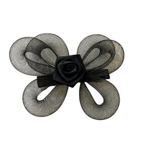 Vintage Rosette Barrette Black‎ Bow 80’s Coquette